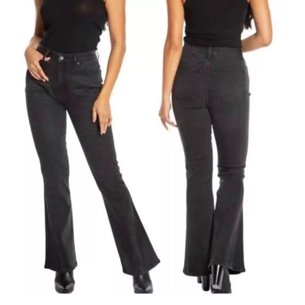 Juicy Couture Black High Rise Malibu Stretch Flare Jeans Women 24W NWOT